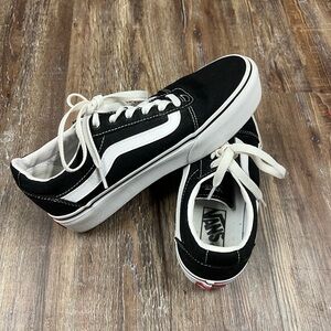 Vans black and white platform shoes